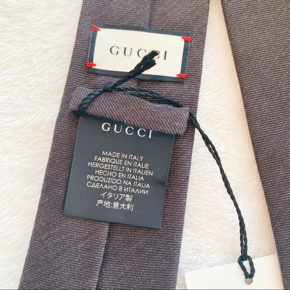 NWT Authentic Gucci Twill Wool Silk Slim Tie - Picture 6 of 7